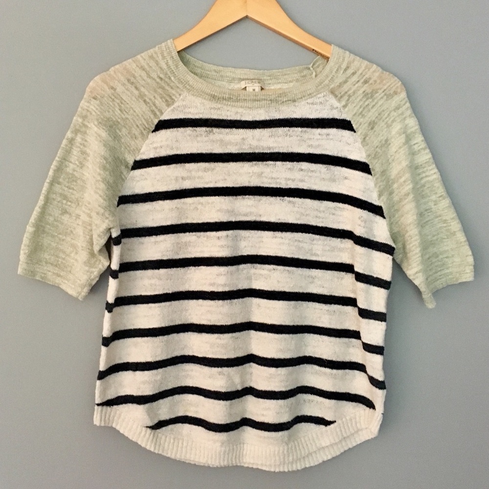 J. Crew  | Airspun Striped Baseball Sweater Stripe
